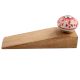 Red Zinnia Flower Ceramic Wooden Door Stopper